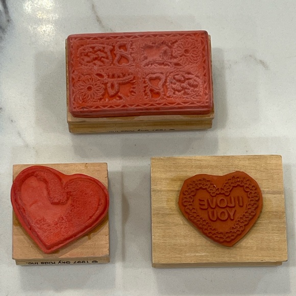 RUBBER STAMPS LOT OF 3: ‘Hearts’ Bundle from Sky Kids from 1997 - Picture 3 of 6